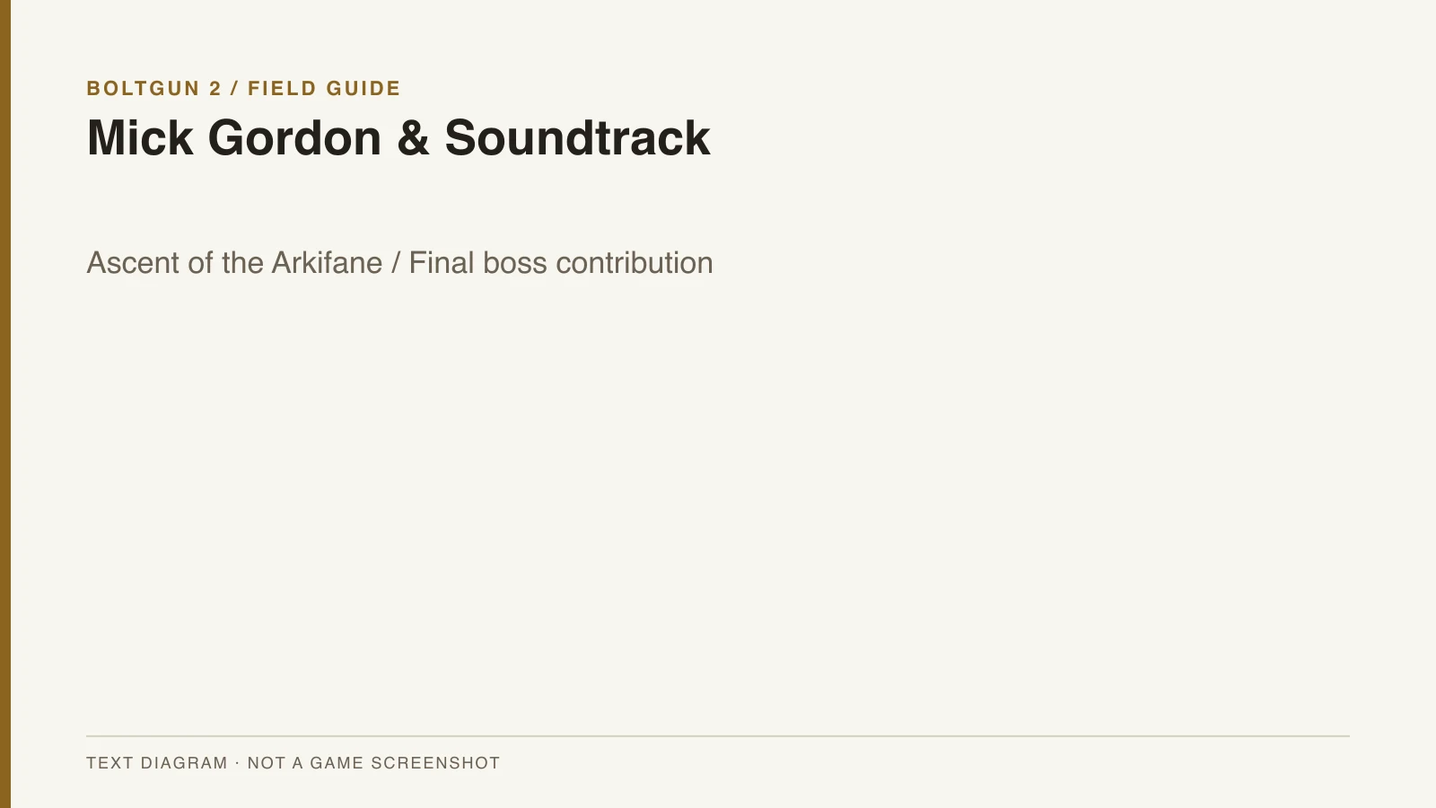 Boltgun 2 Mick Gordon & Soundtrack editorial text diagram